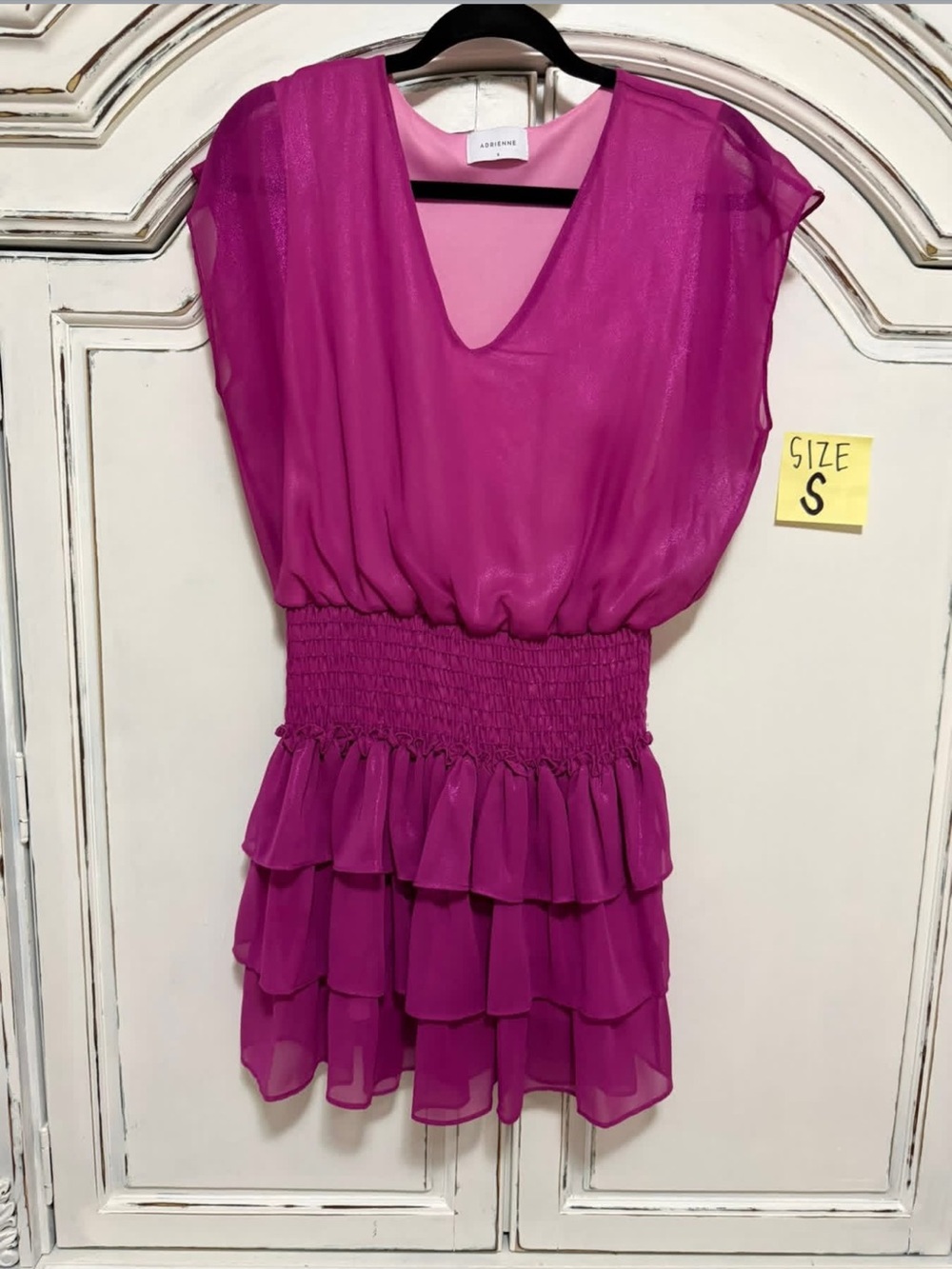 Adrienne Fuchsia Asymmetrical Tiered Ruffle Dress